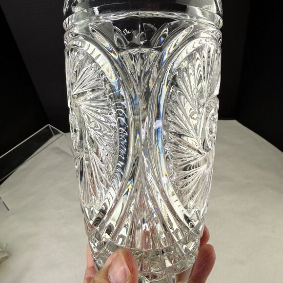 Vintage Lead Crystal Glass Vase Whirling Pinwheel Star - Picture 6 of 11